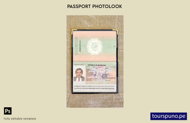 listo para imprimir la plantilla de presentación fotográfica del pasaporte de  6